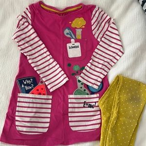 Like new tunic dress! Pink and white with appliqué detail at pockets